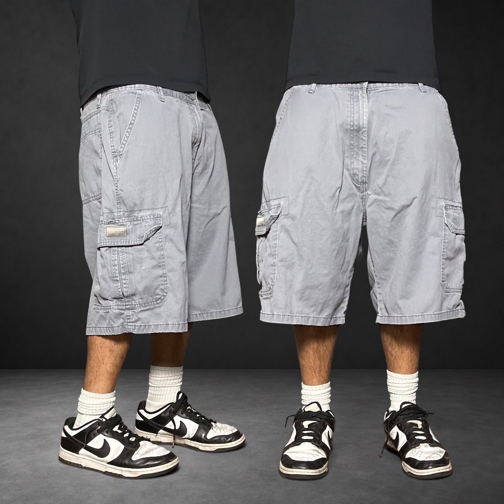 Wrangler Gray Cargo Shorts Baggy Skater Y2K Retro Mens Size 38